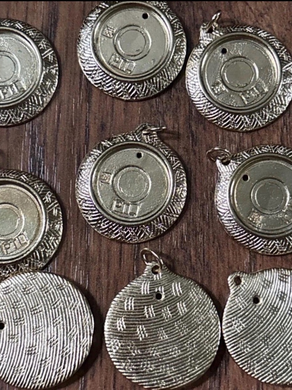 Vintage Gold Tone Round Photo Charms Jewelry Making